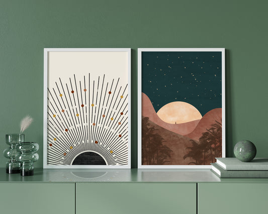 Set of 2 Mid Century Moon