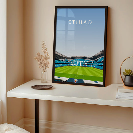 Etihad Stadium Man City Framed Poster