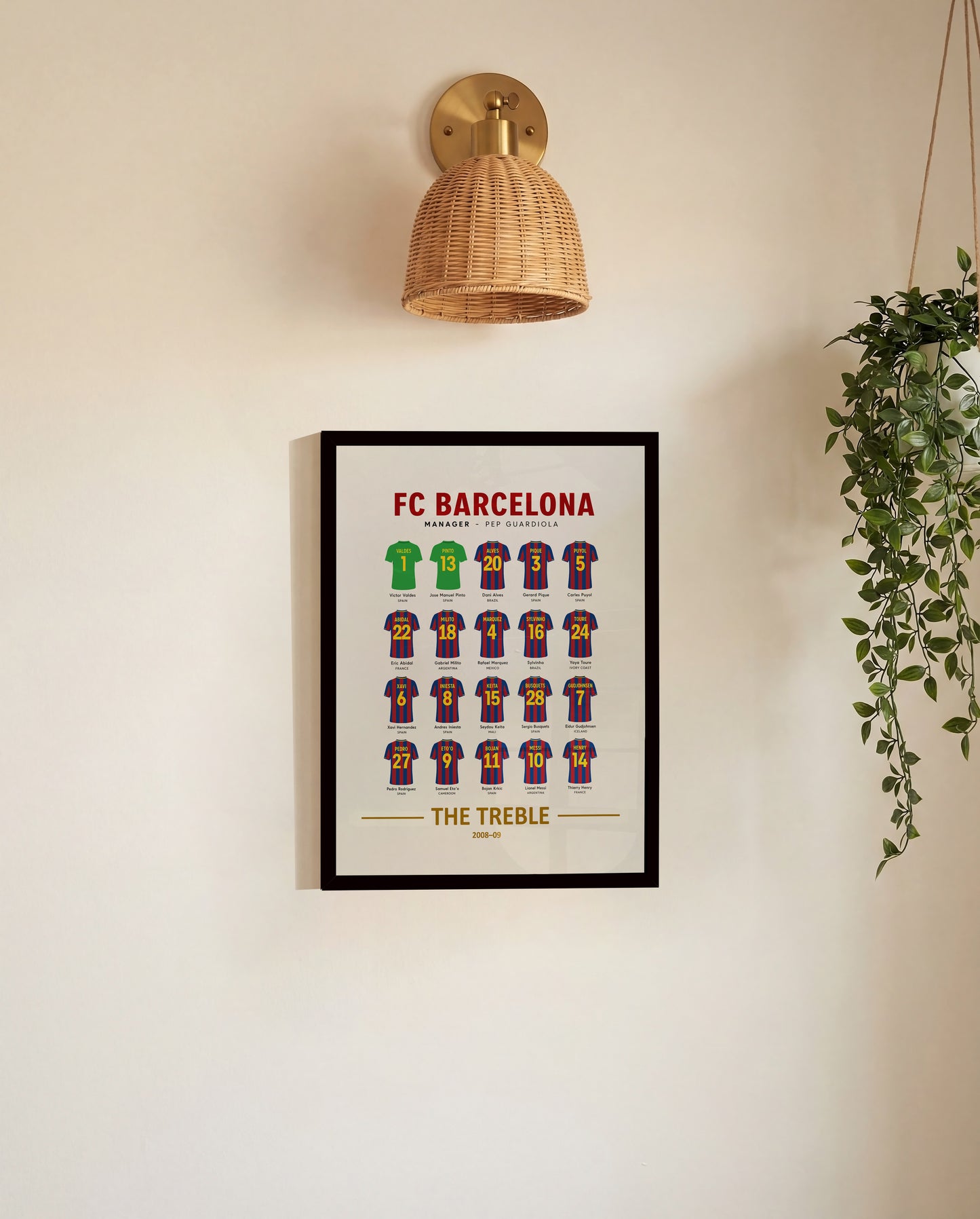 Barcelona 2008-09 Squad Framed Poster