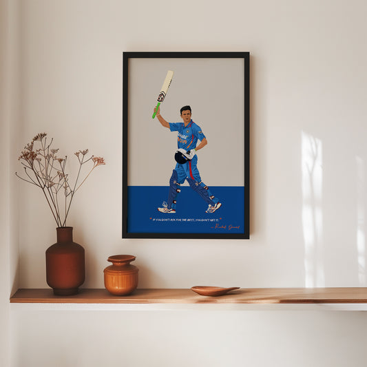 Rahul Dravid Odi Framed Poster
