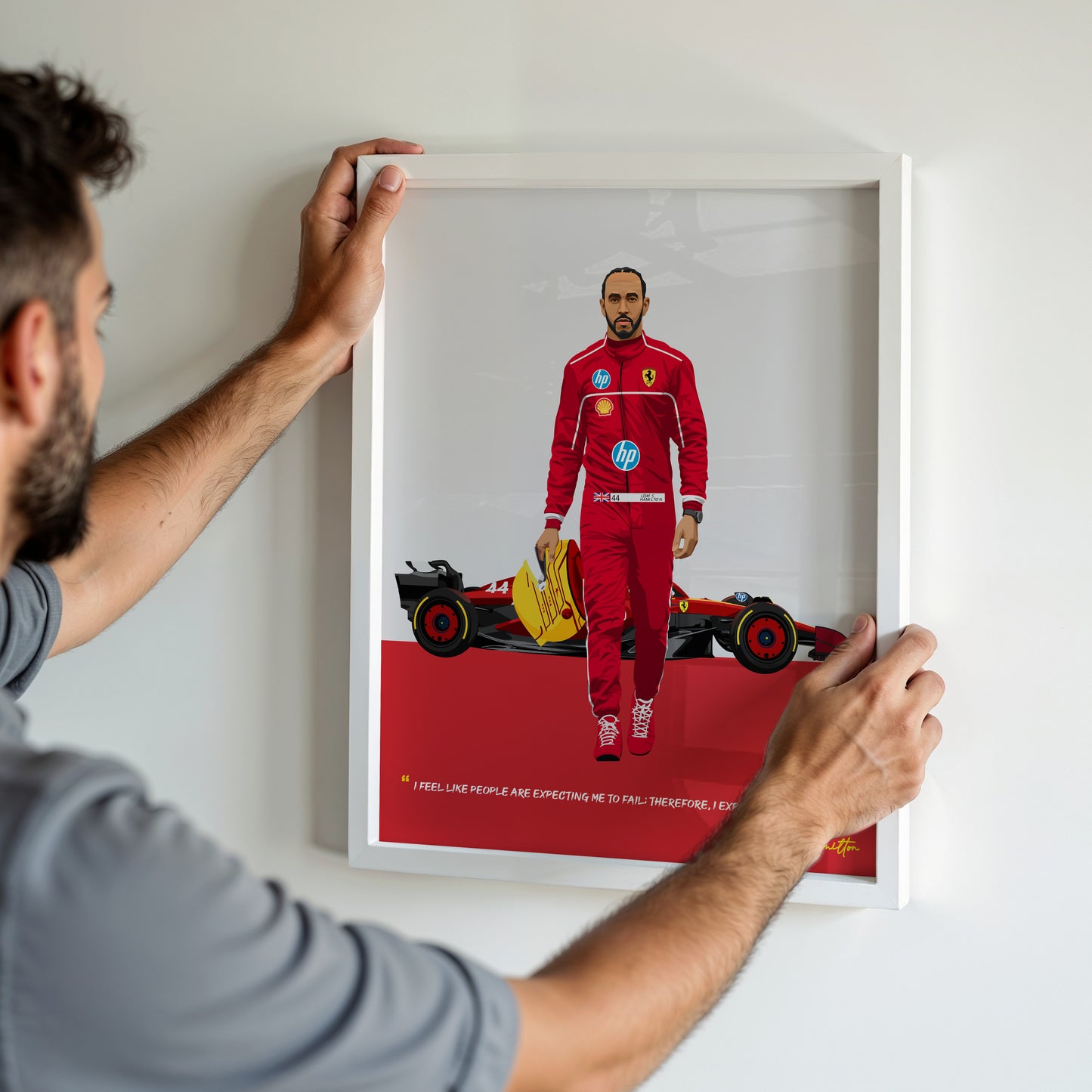 Lewis Hamilton Ferrari Poster, F1 Frame