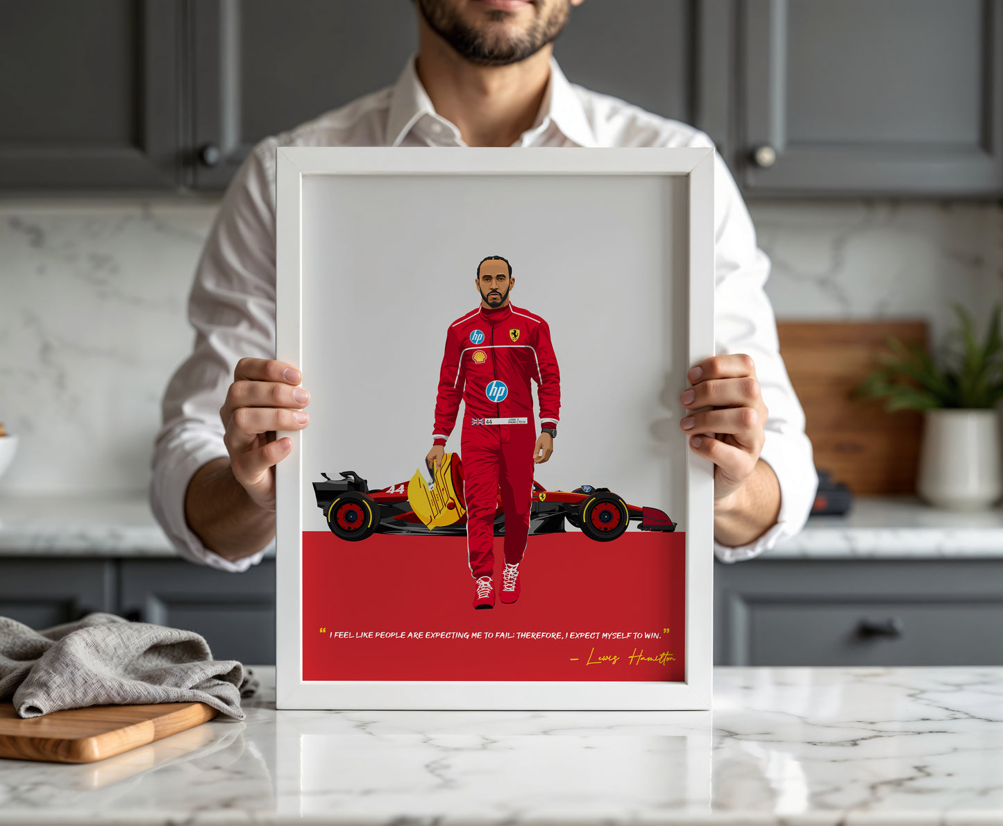 Lewis Hamilton Ferrari Poster, F1 Frame