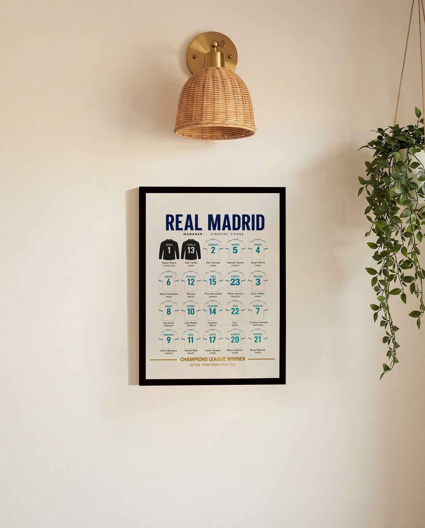 Real Madrid 2017-18 Squad Framed Poster