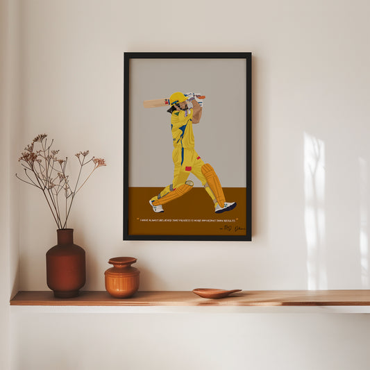 MS Dhoni CSK Framed Poster