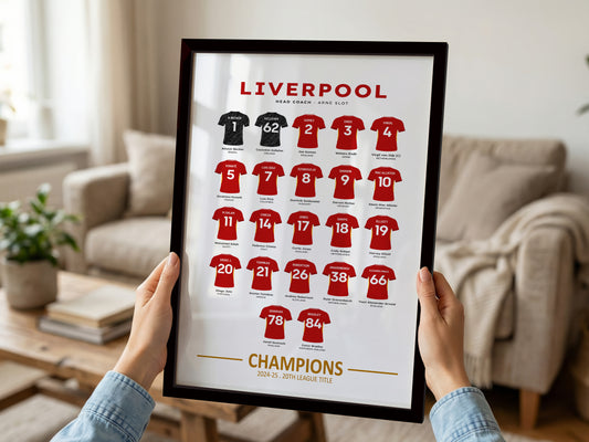 Liverpool FC 2024-25 PL Champions Squad Poster