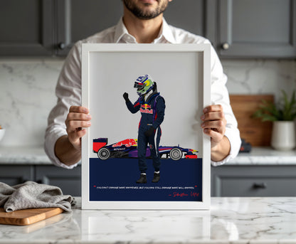 Sebastian Vettel Poster, F1 Frame, Red Bull