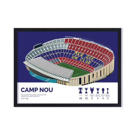 Camp Nou Barcelona Framed Poster - 2025-26 La Liga Title Updated