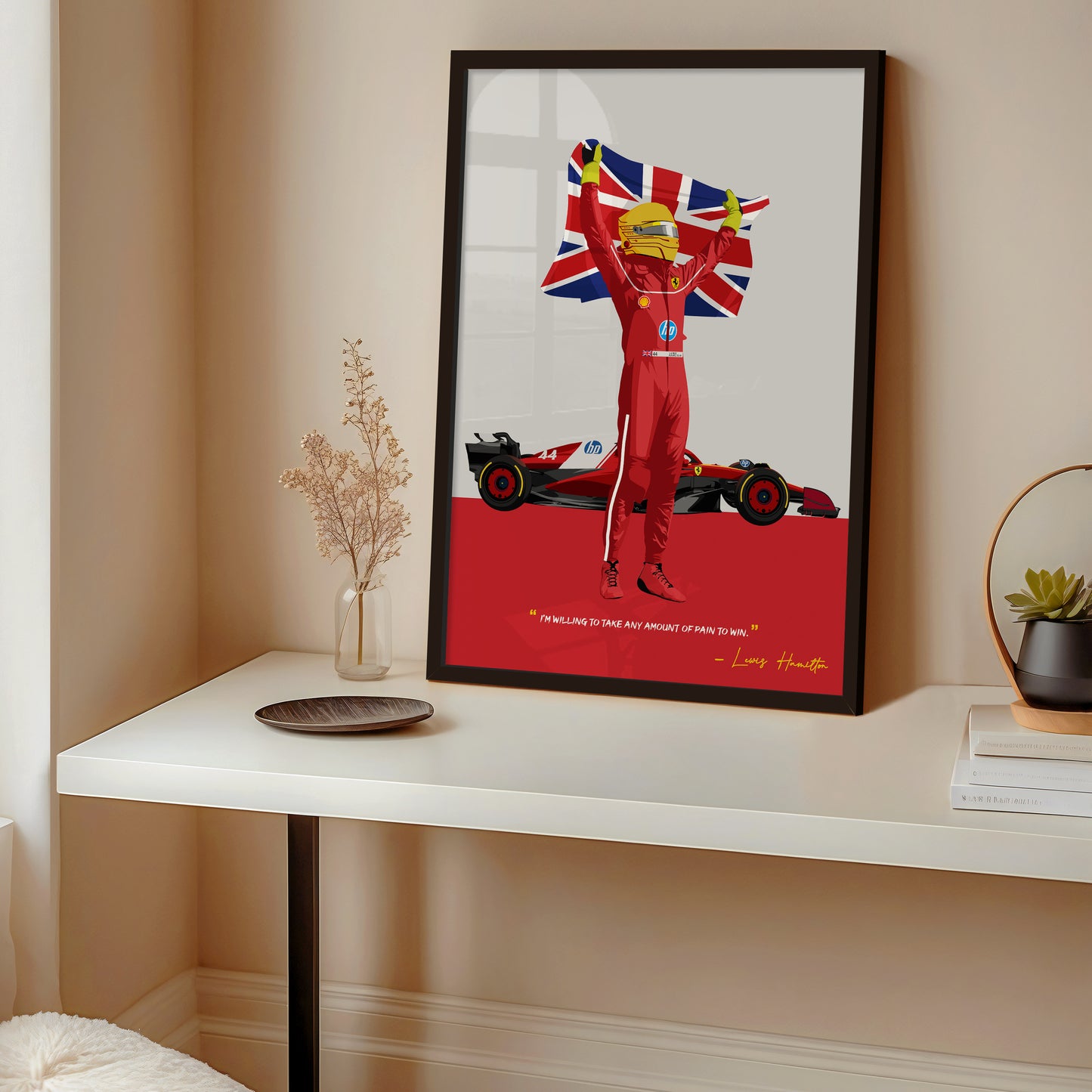 Lewis Hamilton F1 Poster, Ferrari
