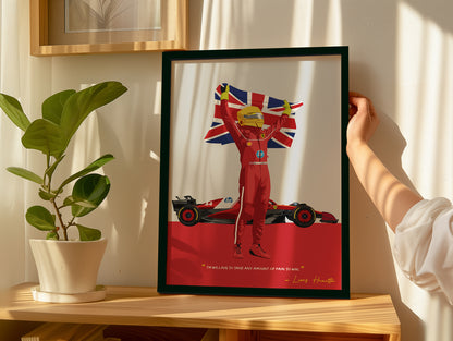Lewis Hamilton F1 Poster, Ferrari
