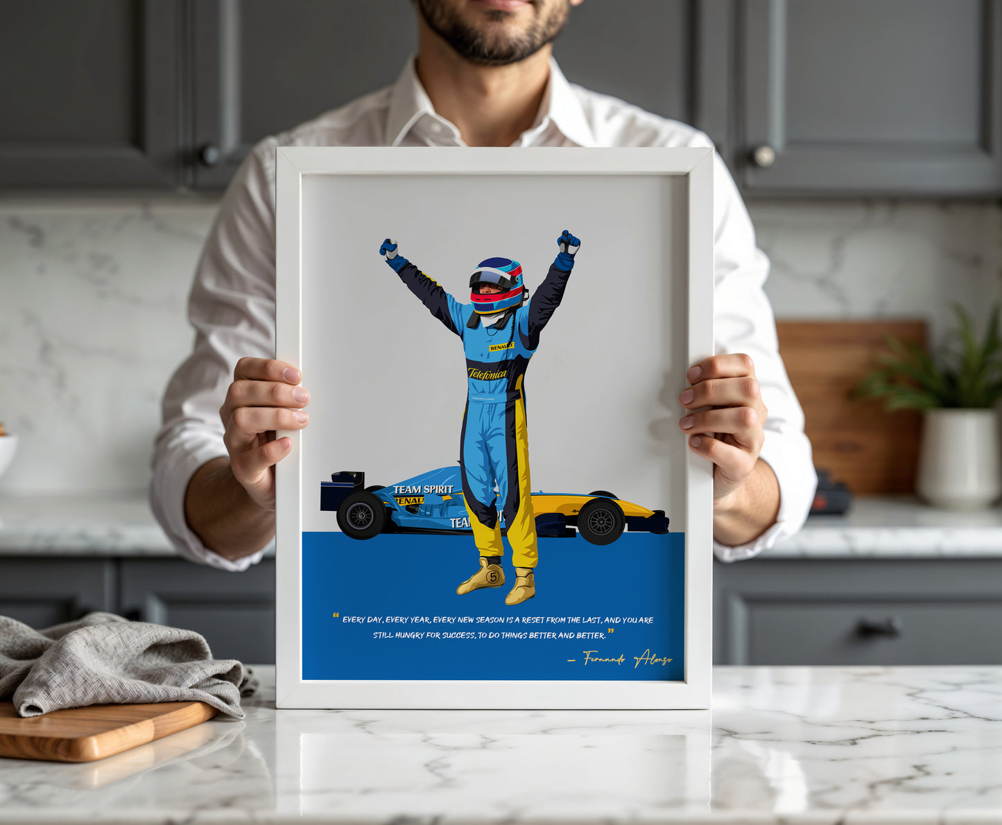 Fernando Alonso Poster, F1 Frame, Renault