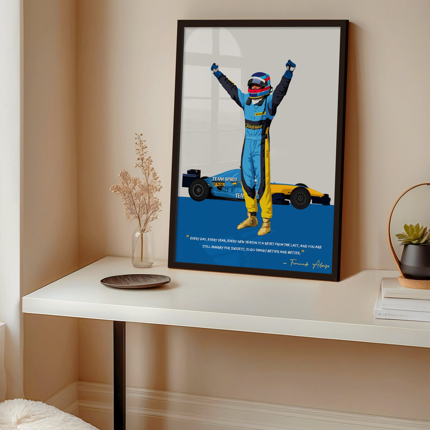 Fernando Alonso Poster, F1 Frame, Renault
