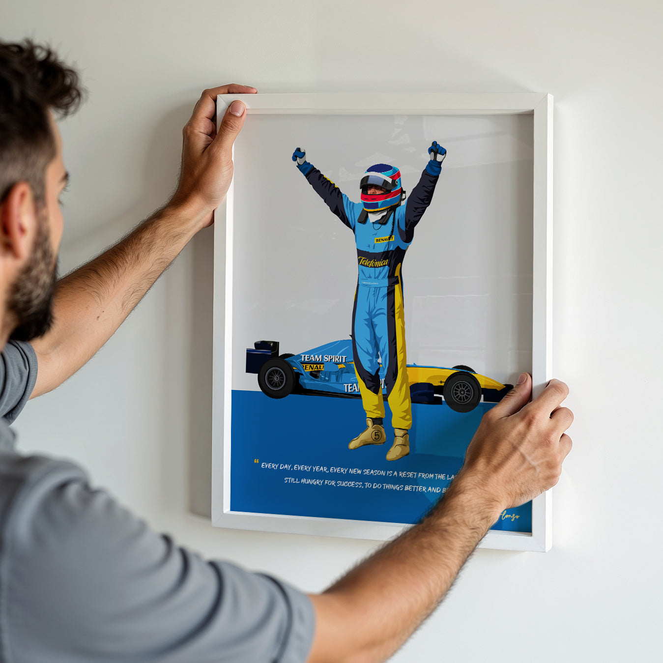 Fernando Alonso Poster, F1 Frame, Renault