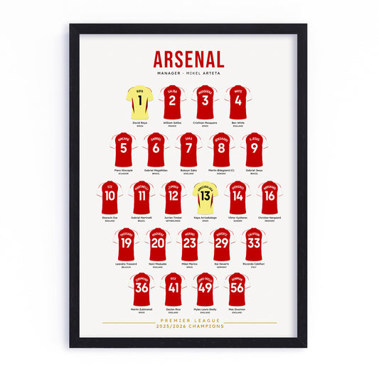 Arsenal Champions Squad Poster - 2025/26