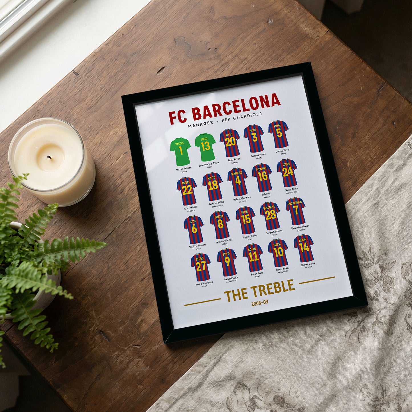 Barcelona 2008-09 Squad Framed Poster