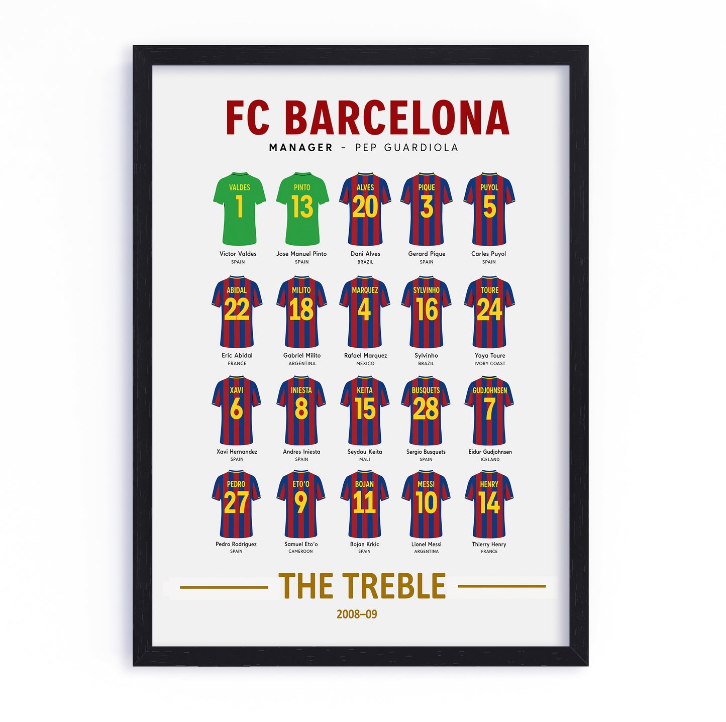 Barcelona 2008-09 Squad Framed Poster