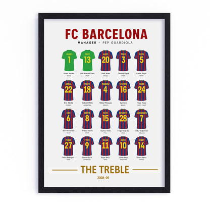 Barcelona 2008-09 Squad Framed Poster
