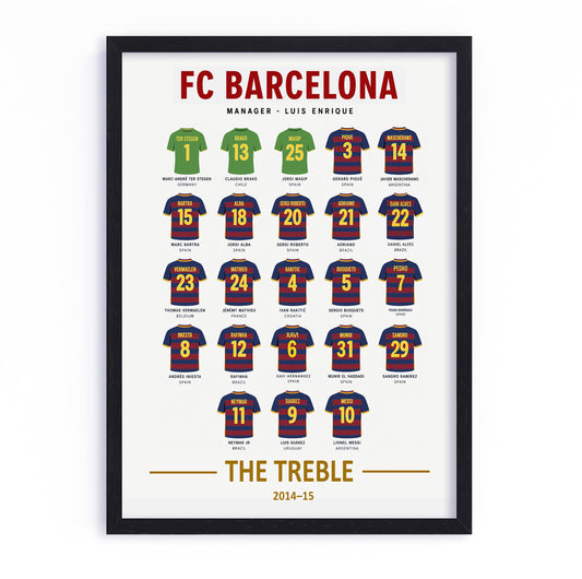 Barcelona 2014-15 Squad Framed Poster