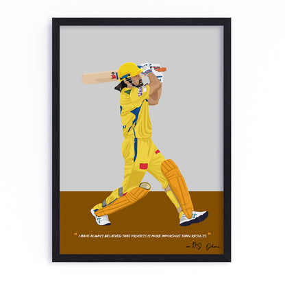 MS Dhoni CSK Framed Poster