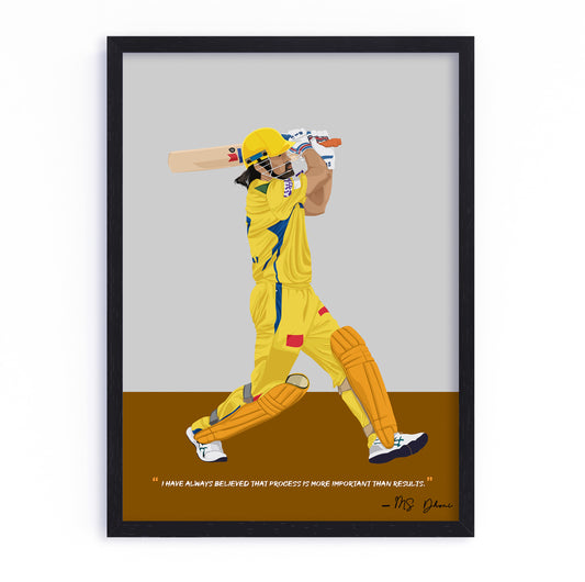 MS Dhoni CSK Framed Poster
