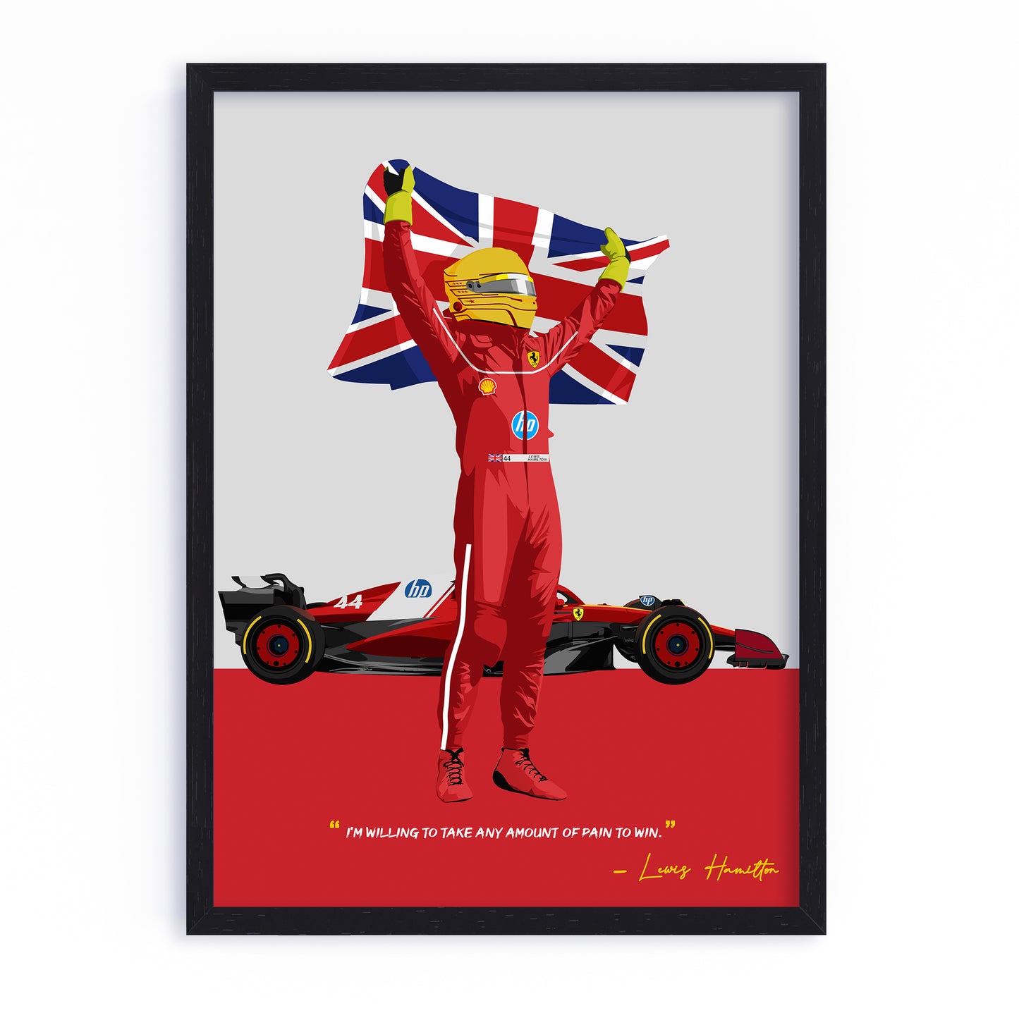 Lewis Hamilton F1 Poster, Ferrari