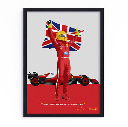 Lewis Hamilton F1 Poster, Ferrari