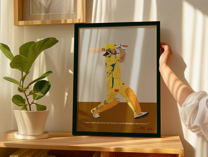 MS Dhoni CSK Framed Poster
