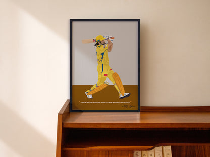 MS Dhoni CSK Framed Poster