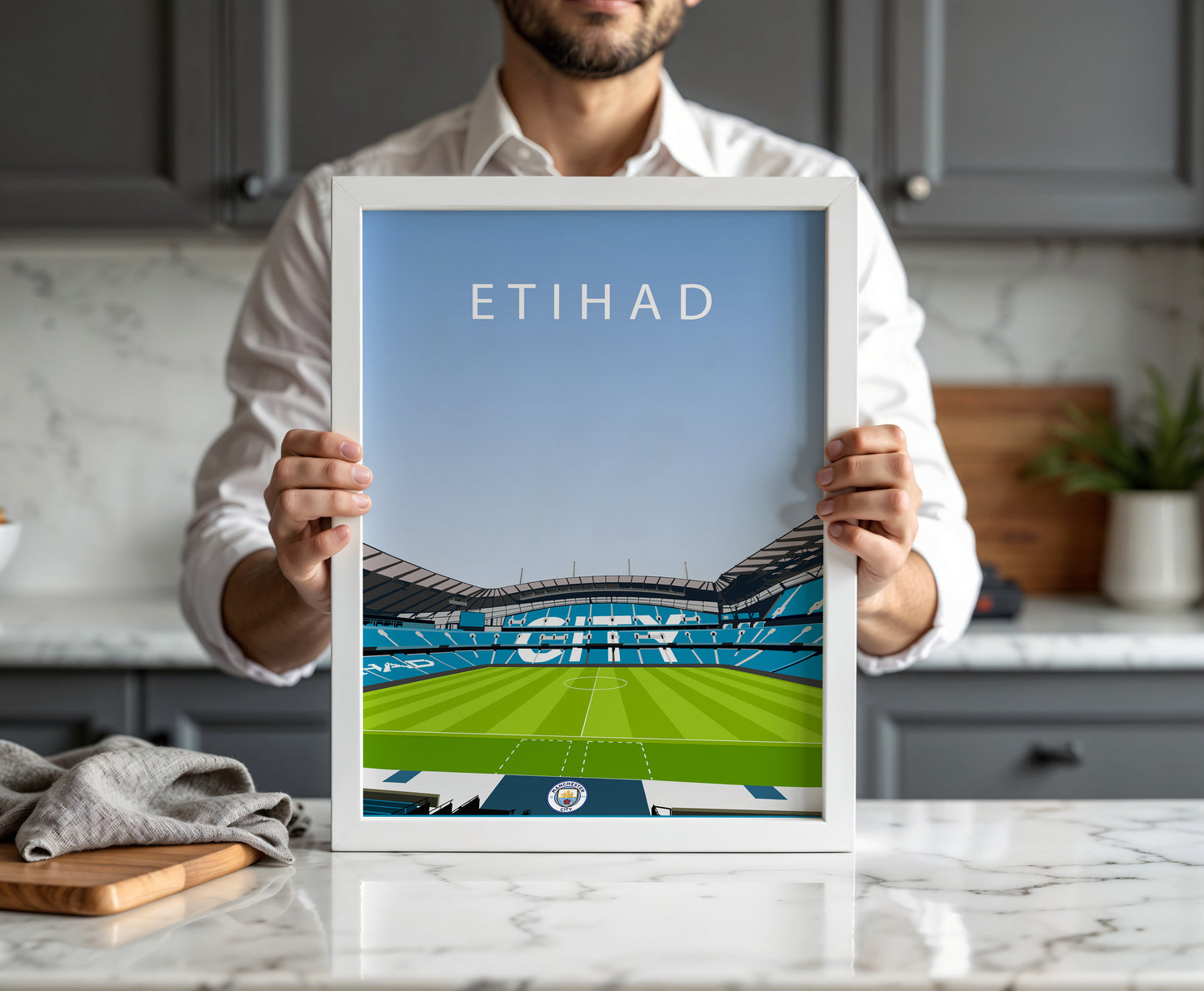 Etihad Stadium Man City Framed Poster