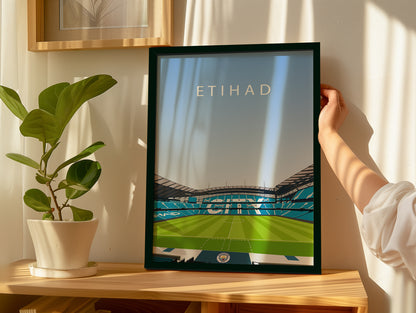 Etihad Stadium Man City Framed Poster