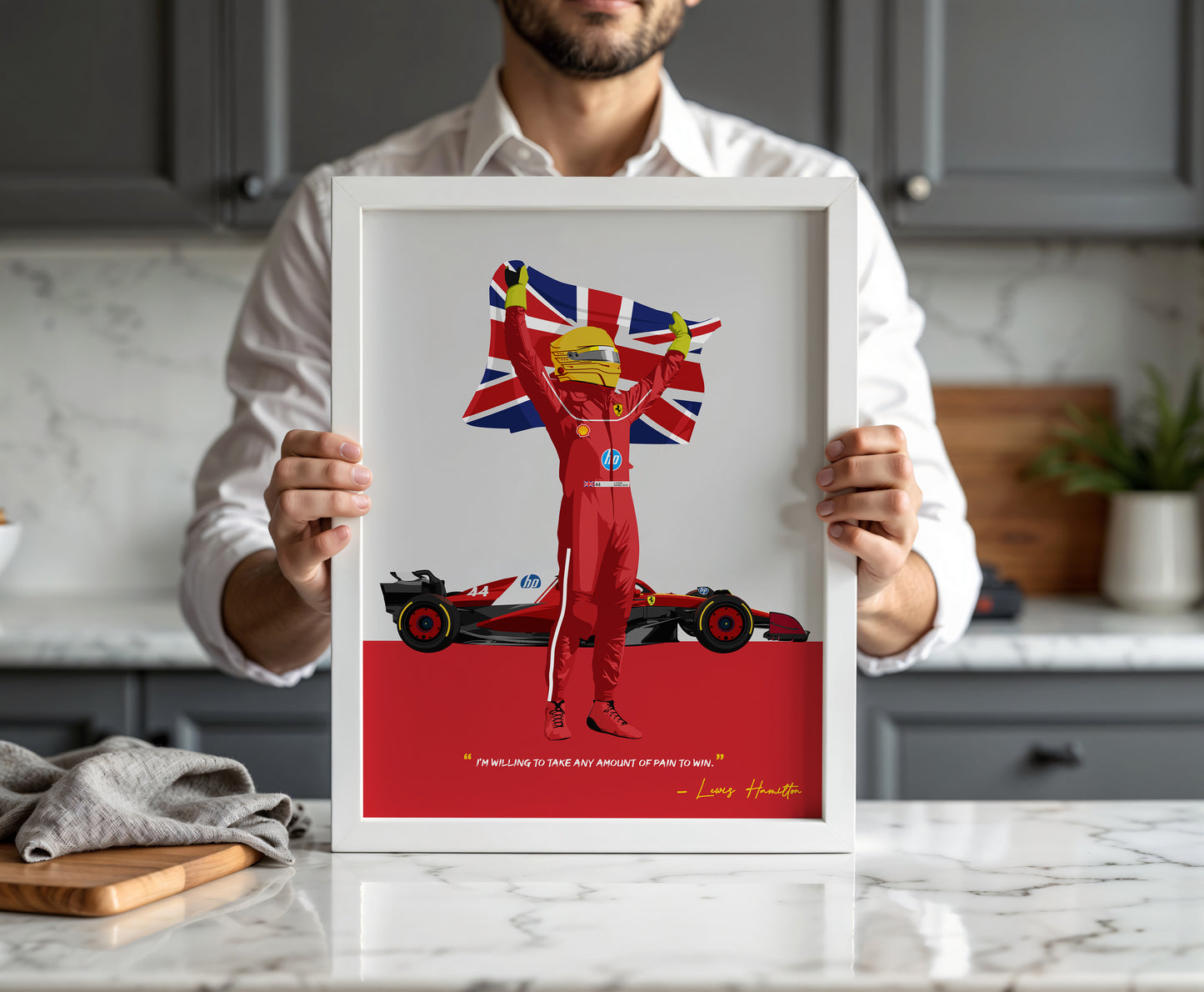 Lewis Hamilton F1 Poster, Ferrari