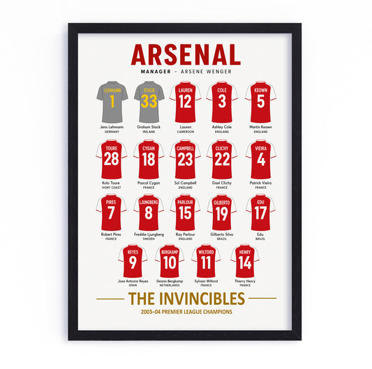 Arsenal Invincibles Squad Poster - 2003/04