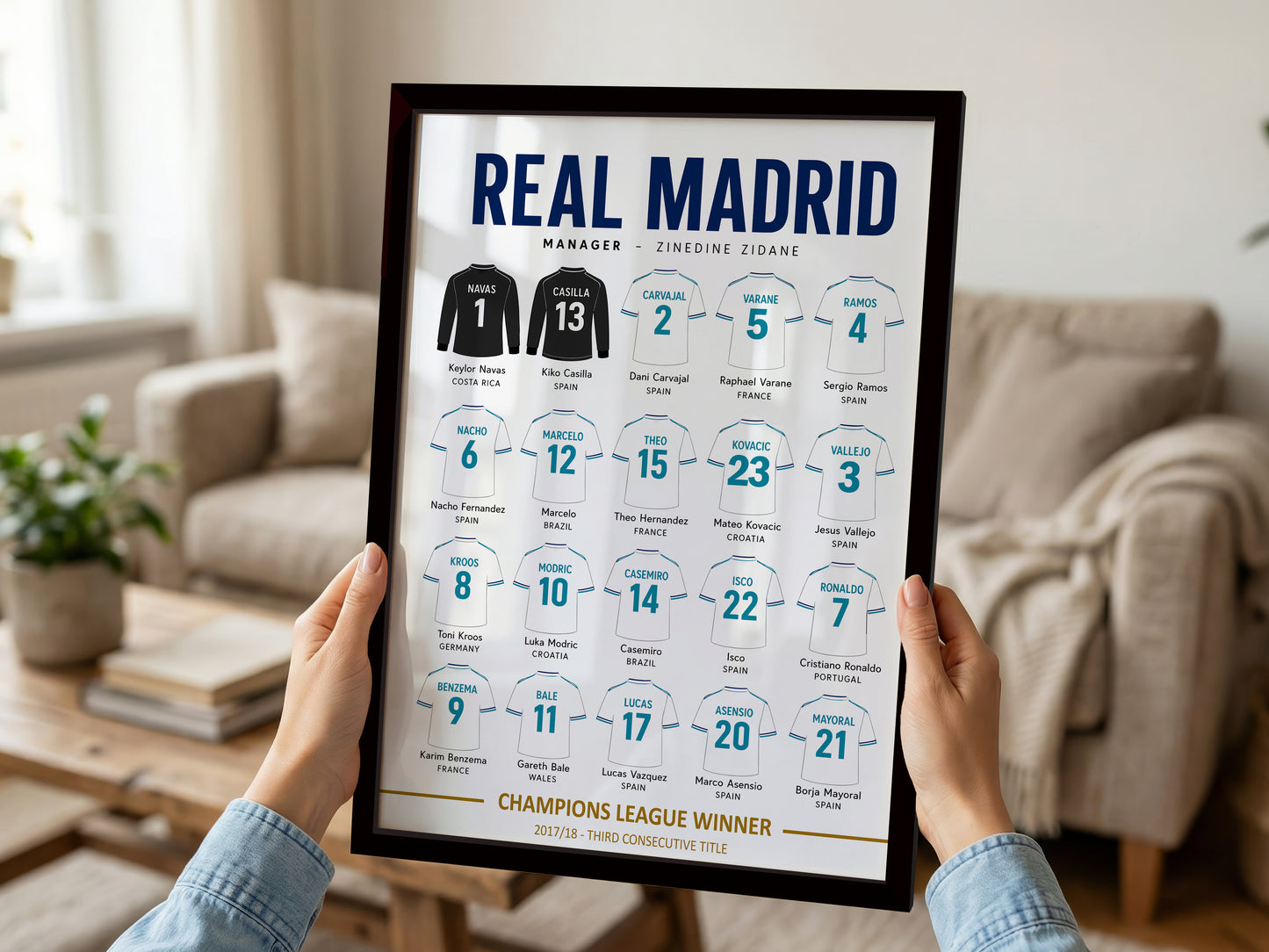 Real Madrid 2017-18 Squad Framed Poster
