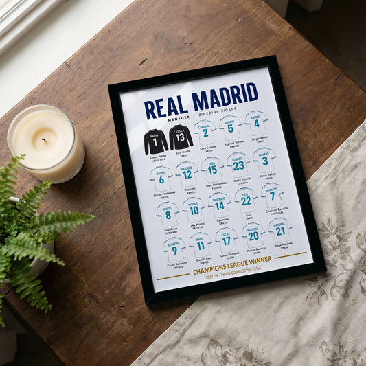 Real Madrid 2017-18 Squad Framed Poster