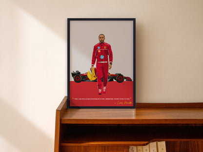 Lewis Hamilton Ferrari Poster, F1 Frame