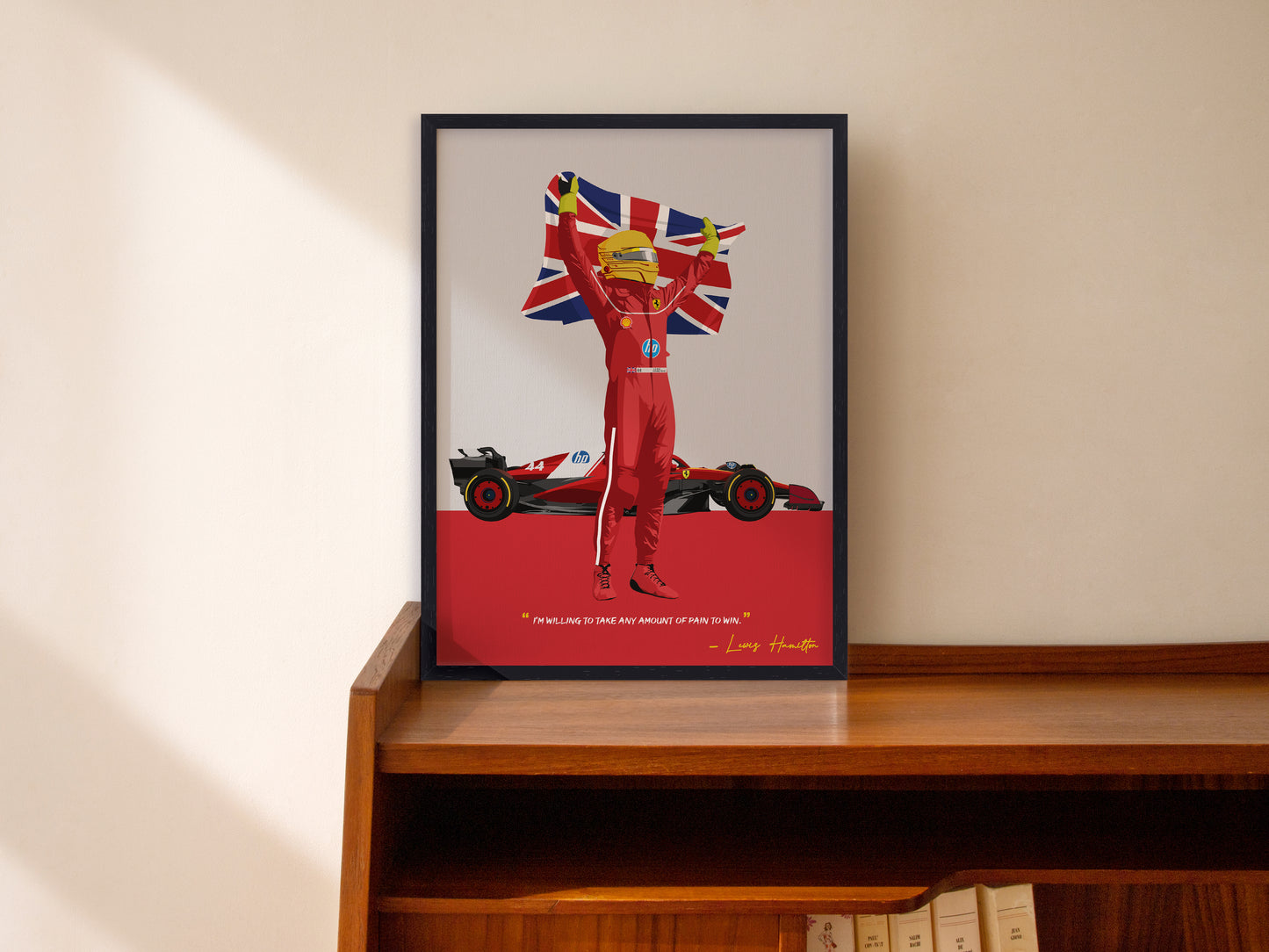 Lewis Hamilton F1 Poster, Ferrari