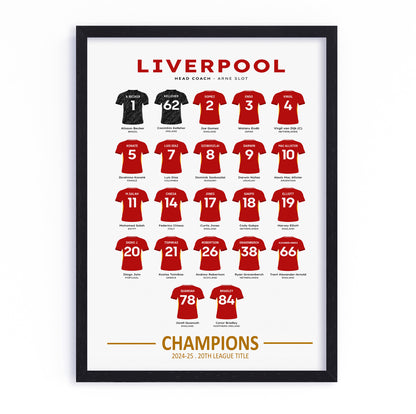 Liverpool FC 2024-25 PL Champions Squad Poster