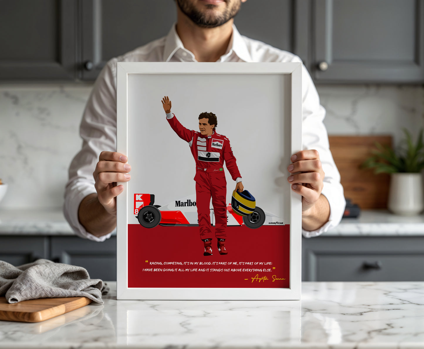 Ayrton Senna Poster, F1 Frame, McLaren