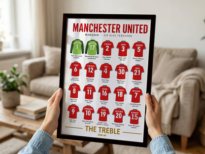 Manchester United Treble Squad Poster - 1998/99