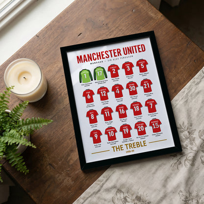 Manchester United Treble Squad Poster - 1998/99