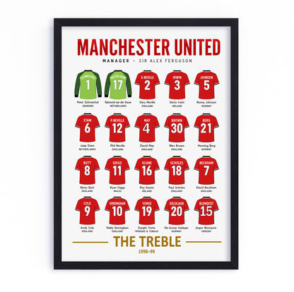 Manchester United Treble Squad Poster - 1998/99