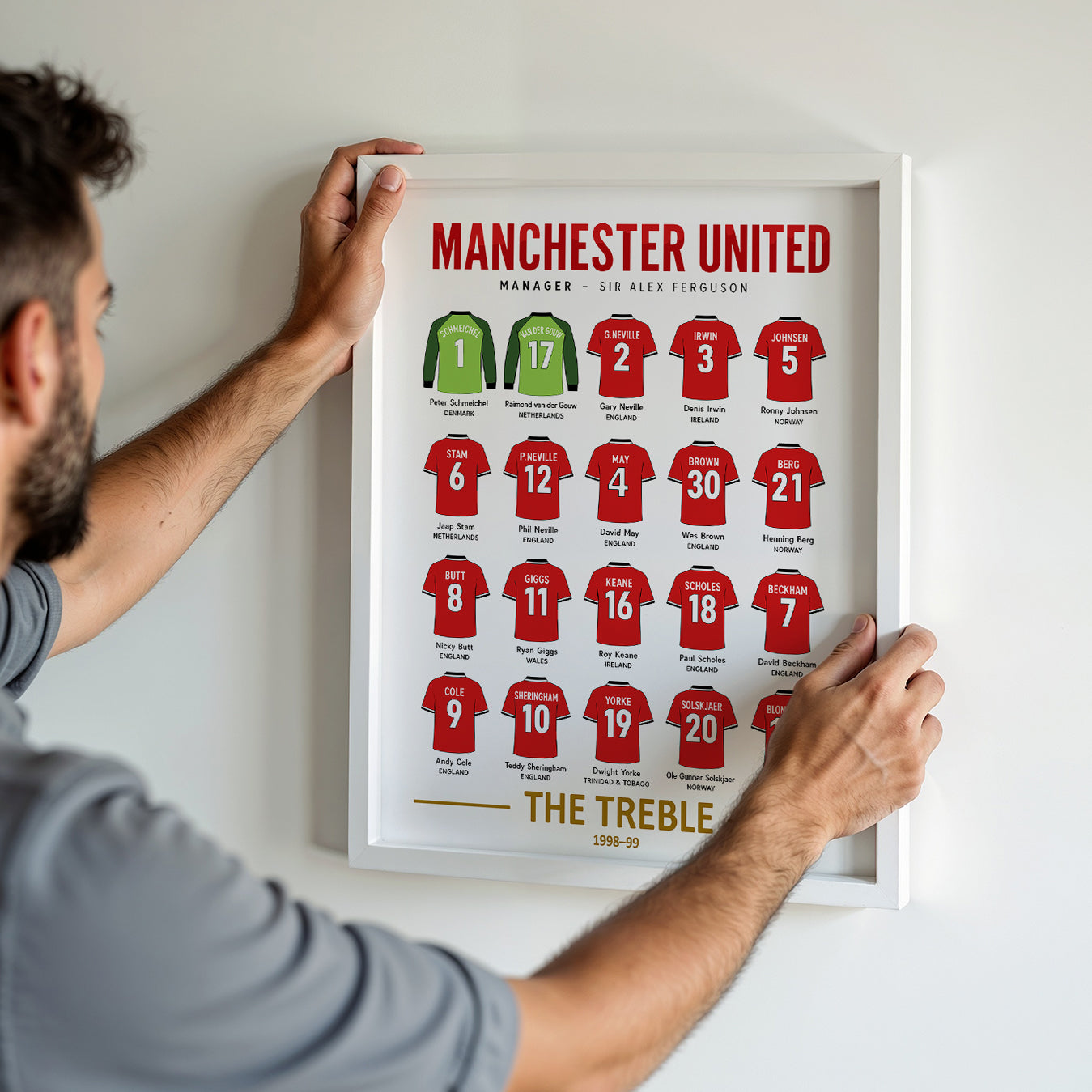 Manchester United Treble Squad Poster - 1998/99