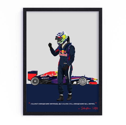 Sebastian Vettel Poster, F1 Frame, Red Bull